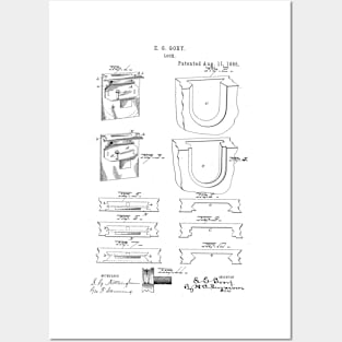 Lock Vintage Patent Hand Drawing Posters and Art